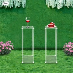 10Pcs Acrylic Clear Vase, 7.9×7.9×23.6In Rectangular Flower Display Stand,