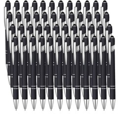 50 Pcs Black Inkling Ballpoint Pen with Stylus 2 in 1 Ballpoint Pen for Touch…