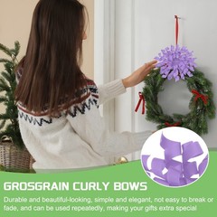 6 Piece Grosgrain Bows 4 Inch for Gifts, Purple Adhesive Tape