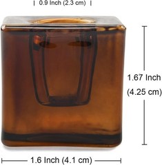 2PCS Dark Brown Square Glass Taper Candle Holders for Table