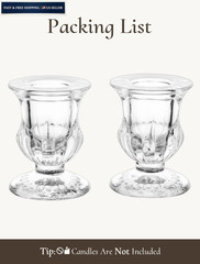 Inweder Glass Taper Candle Holders: Crystal Clear Candlestick 2Pcs,