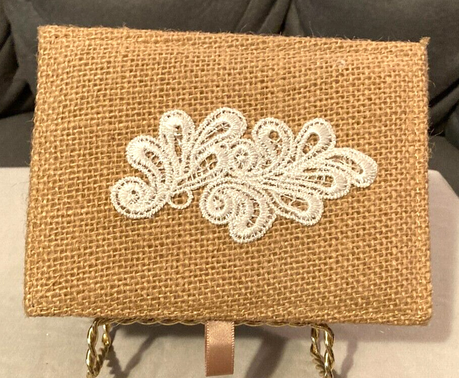 Hand Crafted Tan Raffia Covered Wood Box-Wedding Card-Jewelry–5.75″L & 2″H-EUC