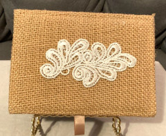 Hand Crafted Tan Raffia Covered Wood Box-Wedding Card-Jewelry–5.75″L & 2″H-EUC