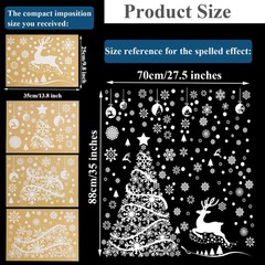 Aneco 270 Pieces Large Christmas Tree Window Clings White Reindeer Snowflake …