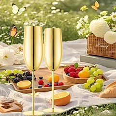 UNISWEET Champagne Glasses Set of 2 Stainless Steel Champagne Flutes Wedding