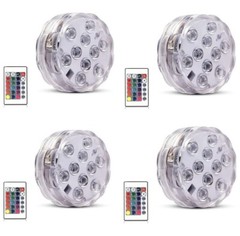 LED Light Puck or Pod Remote Control LED Submersible Lights – 4 pc w/ remotes