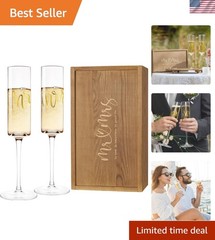 Mr and Mrs Champagne Flutes Set of 2, Engagement Bridal Shower Gifts for Coup…