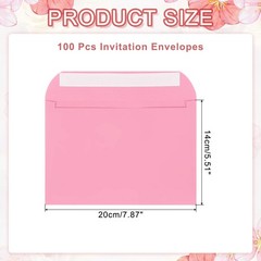100 Pcs Self Sealing Envelopes for Invitations A7 7.8×5.5 Inch Pink