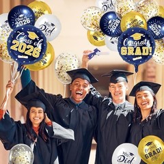 Graduation Balloons Graduation Decorations 2026, 51Pcs Grad Navy Blue and Gold