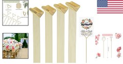 Floral Card Holder Picks 40 Gold Heart-Shaped Sticks for Centerpieces and Photos