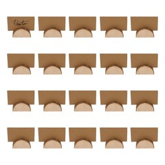 Luckforest Wood Place Card Holders with Kraft Cards, 20 Pcs Half-Round