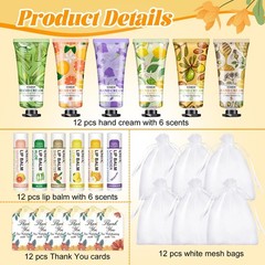 12 Pack Bulk Hand Cream and Lip Balm Set, Gifts for 1 Fl Oz (Pack of 12)