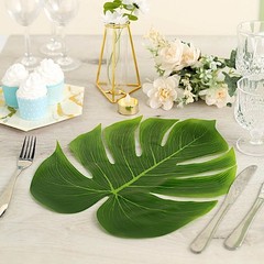 12 GREEN Monstera LEAVES ARTIFICIAL Tropical Greenery Party Events Decorations