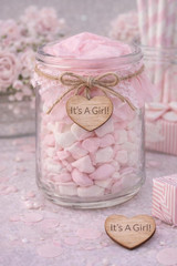 100 Pcs 1″ It’S a Girl Wooden Heart Confetti Engraved Rustic Baby Shower Wood He
