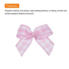 100Pcs Mini Gingham Ribbon Bow 1″ Checkered Ribbon Bows Pink and White