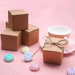 Kraft Paper Cube Favor Box Kit Candy Thank You Treat CubeCandyBox-Kraft-2X2