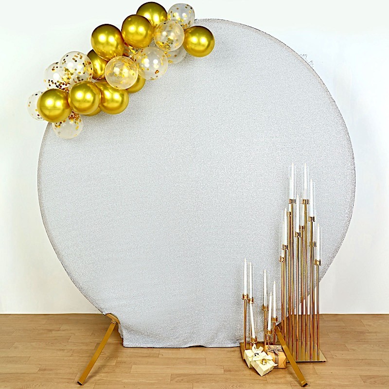 SILVER 7.5 ft Metallic Spandex STAND COVER Wedding Decorations Party Events