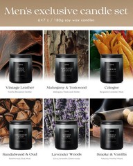 Aoovoo Scented Candles Set – 6 Pack Men Candles For Home Scented 42 Oz Soy Wax