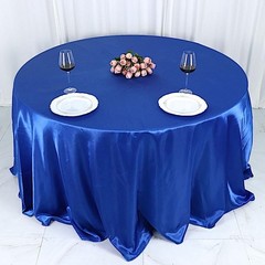 Balsa Circle Royal Blue Satin Round Tablecloth 132 132″ (Round),