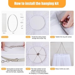 24″ Ceiling Drapes Hanging Kit for 6 Panels Wedding Ceiling Drapes Canopy