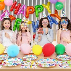 Multicolor Birthday Decorations Plates Set for 25 Guests, 100 Pieces Birthday…