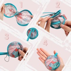 Marsui 12 Pcs Japanese Round Foldable Hand Fan Yellow, Green, Pink and Blue