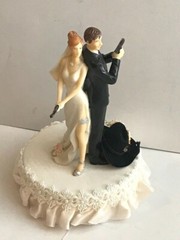 I’ve Got Your Back Western Wedding Cake Top, Ivory with Black Cowboy Hat