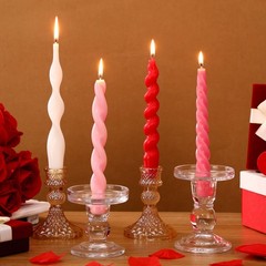 Nuanchu 4 Pcs Twisted Taper Candles Wax Unscented Smokeless Spiral Swirl