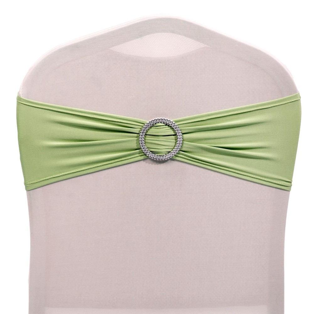 100 Sage Green Spandex Stretch Chair Sashes Bow with Slider Buckle Wedding Décor