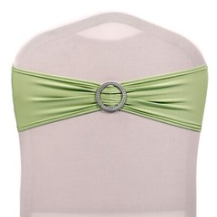 100 Sage Green Spandex Stretch Chair Sashes Bow with Slider Buckle Wedding Décor