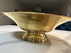 Brass Finish Metal Bowl Compote Base Candle Holder Center Piece Table Decor 12″