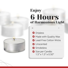 100 Pack Tealight Candles in Metal Cups – Clean White 100 Pack,