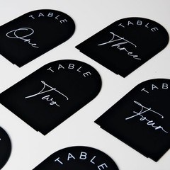 Black Arched Wedding Table Numbers 1-20 with Stands, 5×7 Inch Black Acrylic A…