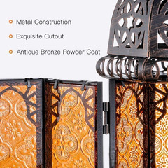 11» Moroccan Lanterns Decorative Indoor & Outdoor, Vintage Christmas Candle Hol