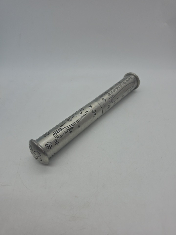Pewter Birth Certificate Tube Holder Keepsake Vintage Rare