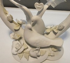 Wedding Cake Topper Doves Roses Heart White Porcelain Unique Love Bridal Gift