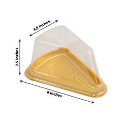 50 Gold Clear Triangle Cake Slice Boxes Plastic Wedding Favor Holders Events