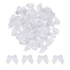 50Pcs Mini Ribbon Bow 1″ Mini Fabric Satin Ribbon Flower Bows White