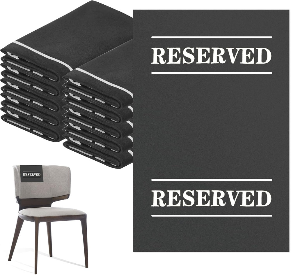Reserved Chair Signs – 10 Pcs Cloth Seat Covers for Events and Celebrations (Bla
