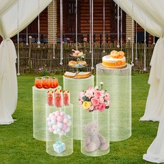 Wedding Table Flower Stand Clear Cylinder Pedestal Set 5 Pcs 77 Lbs Capacity