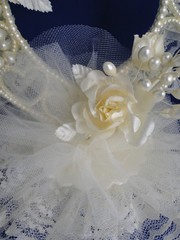 New Elegant Hortense B Hewitt, Co. Ivory Lacy Heart / Roses Wedding Caketop #411