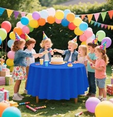 84 x 84 Plastic Table Cover Waterproof 2 Pack Royal Blue Tablecloth Round