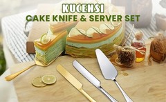 Wedding Cake Knife and Server Set, 2Pcs Stainless Steel Cake Cutting Set, Silver
