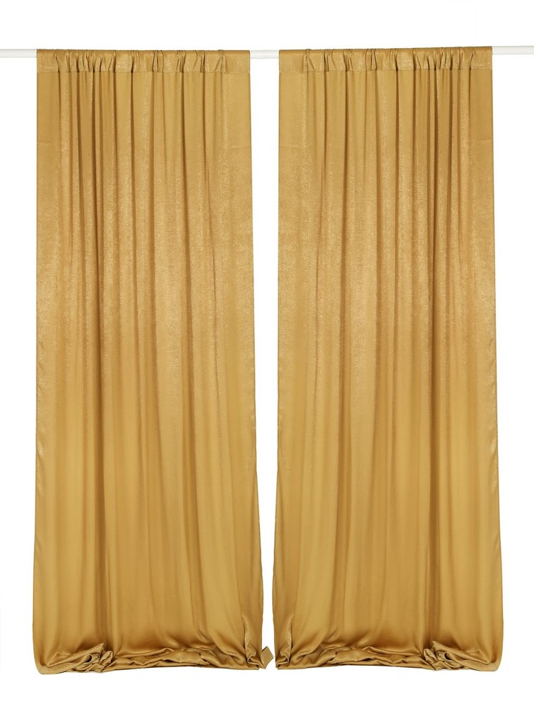 9.6 Feet x 10 Feet Deep Gold Silky Soft Curtain Wedding Backdrop Drapes, Slig…