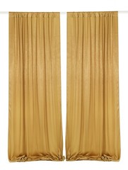 9.6 Feet x 10 Feet Deep Gold Silky Soft Curtain Wedding Backdrop Drapes, Slig…