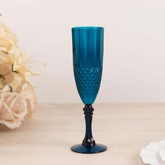6 NAVY BLUE 8 oz Crystal Plastic Champagne Flute GLASSES Events Decorations