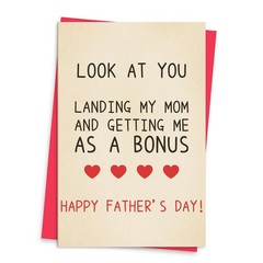 Funny Step Dad Fathers Day Card, Humor Bonus Father’s Day Card Gifts for Dad …