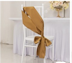 10 Lamour Satin 6″x106″ Chair Sashes Gold – Stylish Reusable Decorative Bows