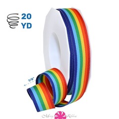 Morex Ribbon Polyester Grosgrain Striped Decorative Ribbon, Rainbow
