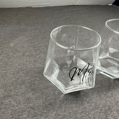 Mr & Mrs Stemless Wine Glass Geometric Design Set of 2 Wedding Anniversary Gift